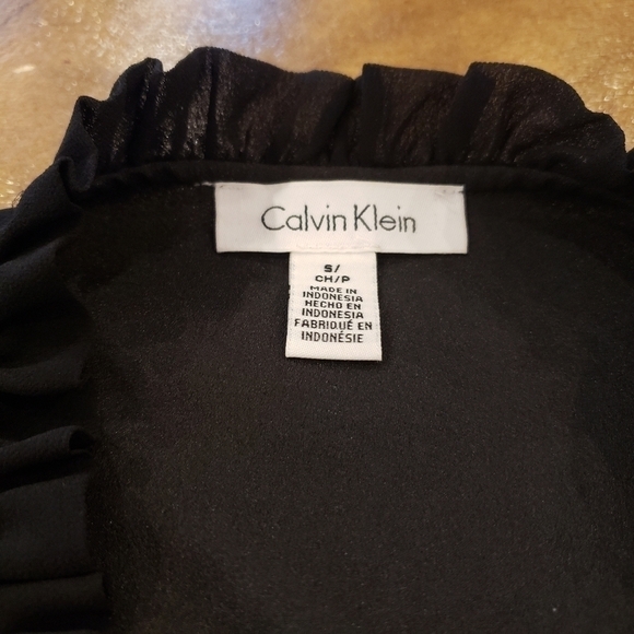 Calvin Klein Long Sleeve Cold Shoulder Blouse with Ruffles and Tie Front - Picture 4 of 12
